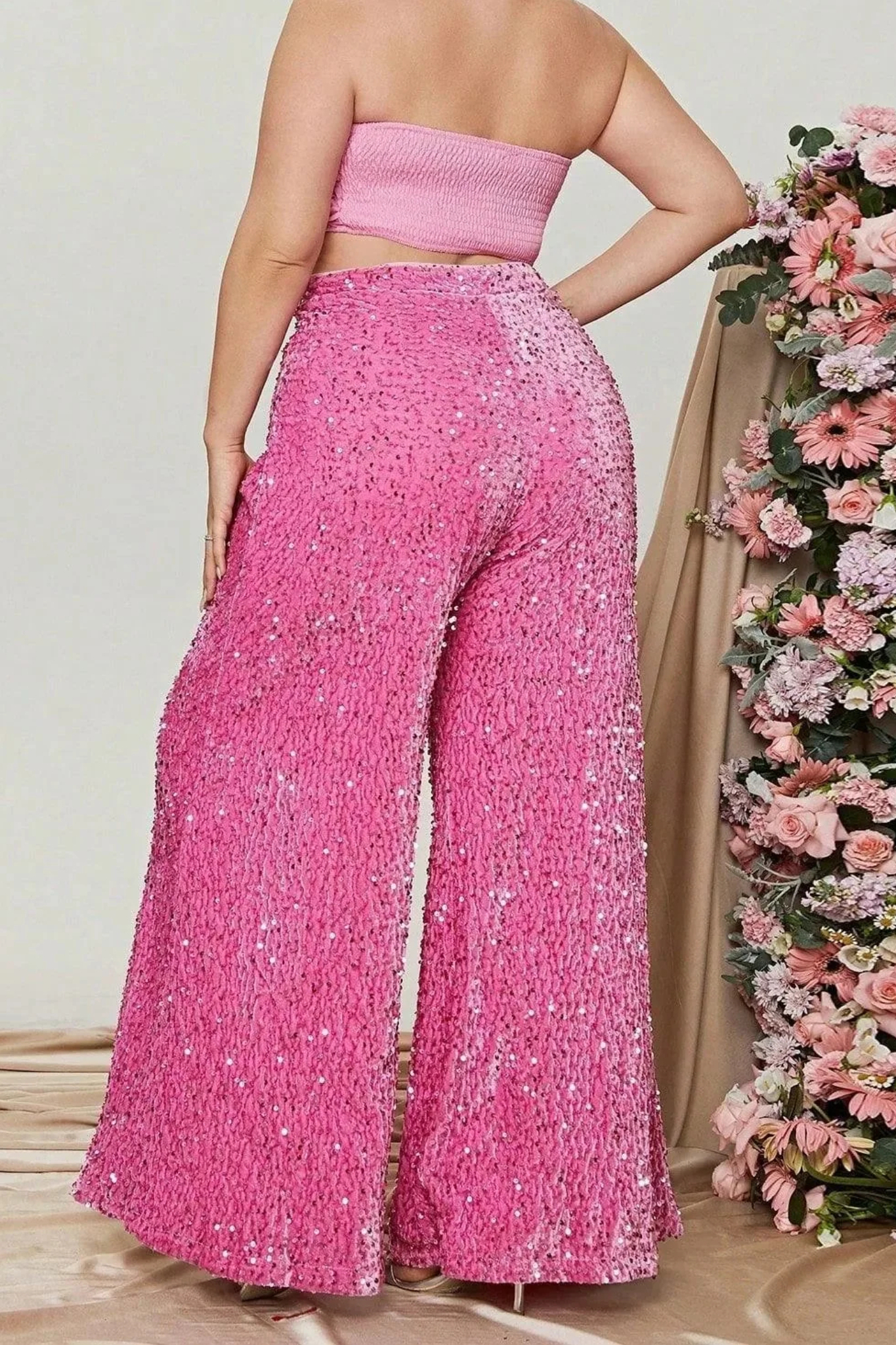 Sequined wide-leg pants