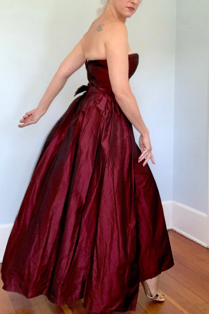 1950s Vintage Strapless Evening Gown Dress