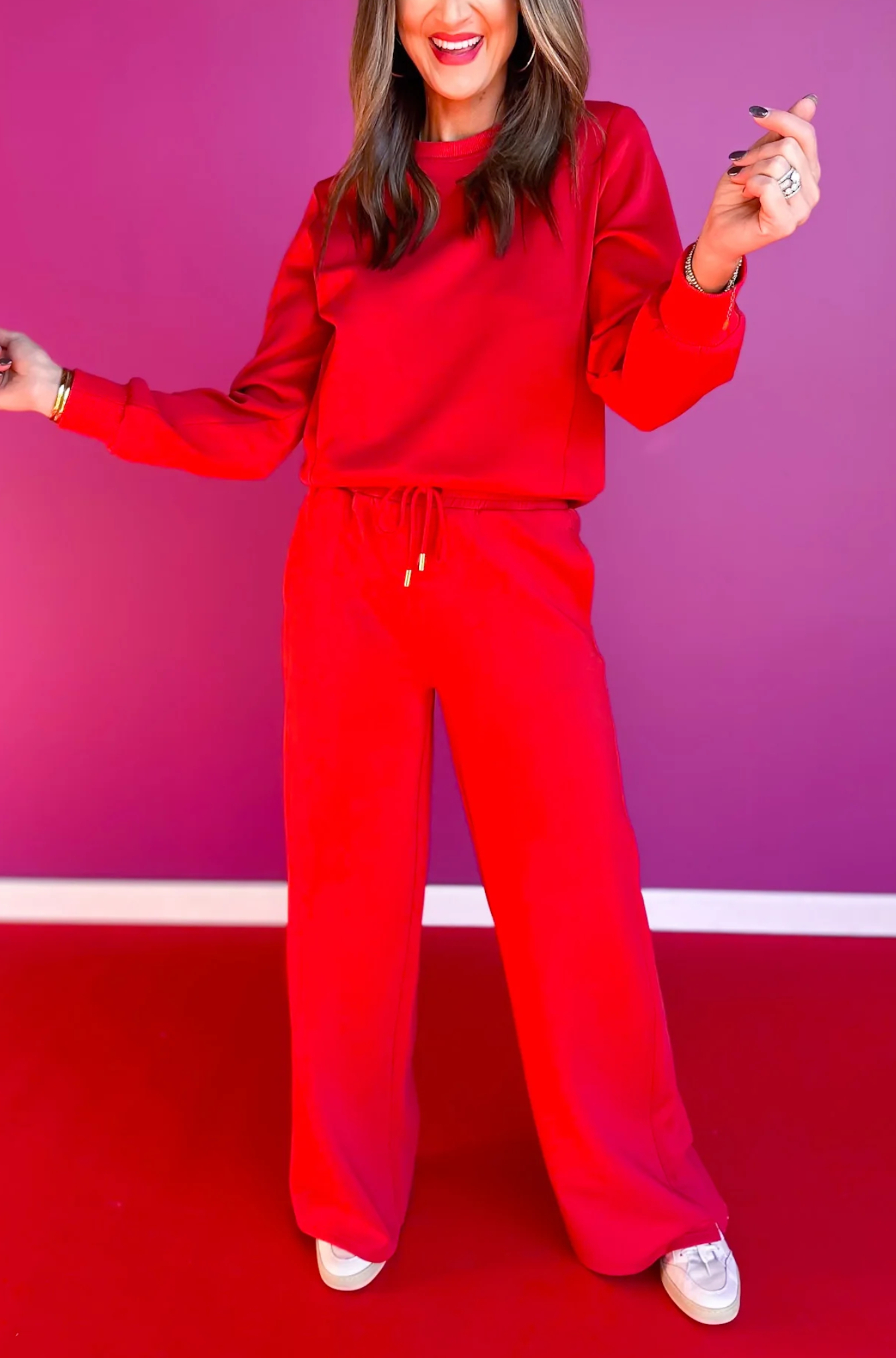 Red casual diving sweatshirt set