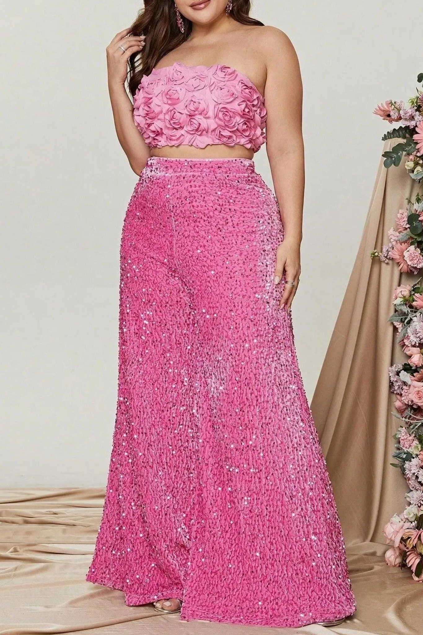 Sequined wide-leg pants