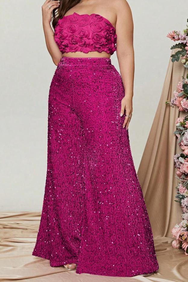 Sequined wide-leg pants