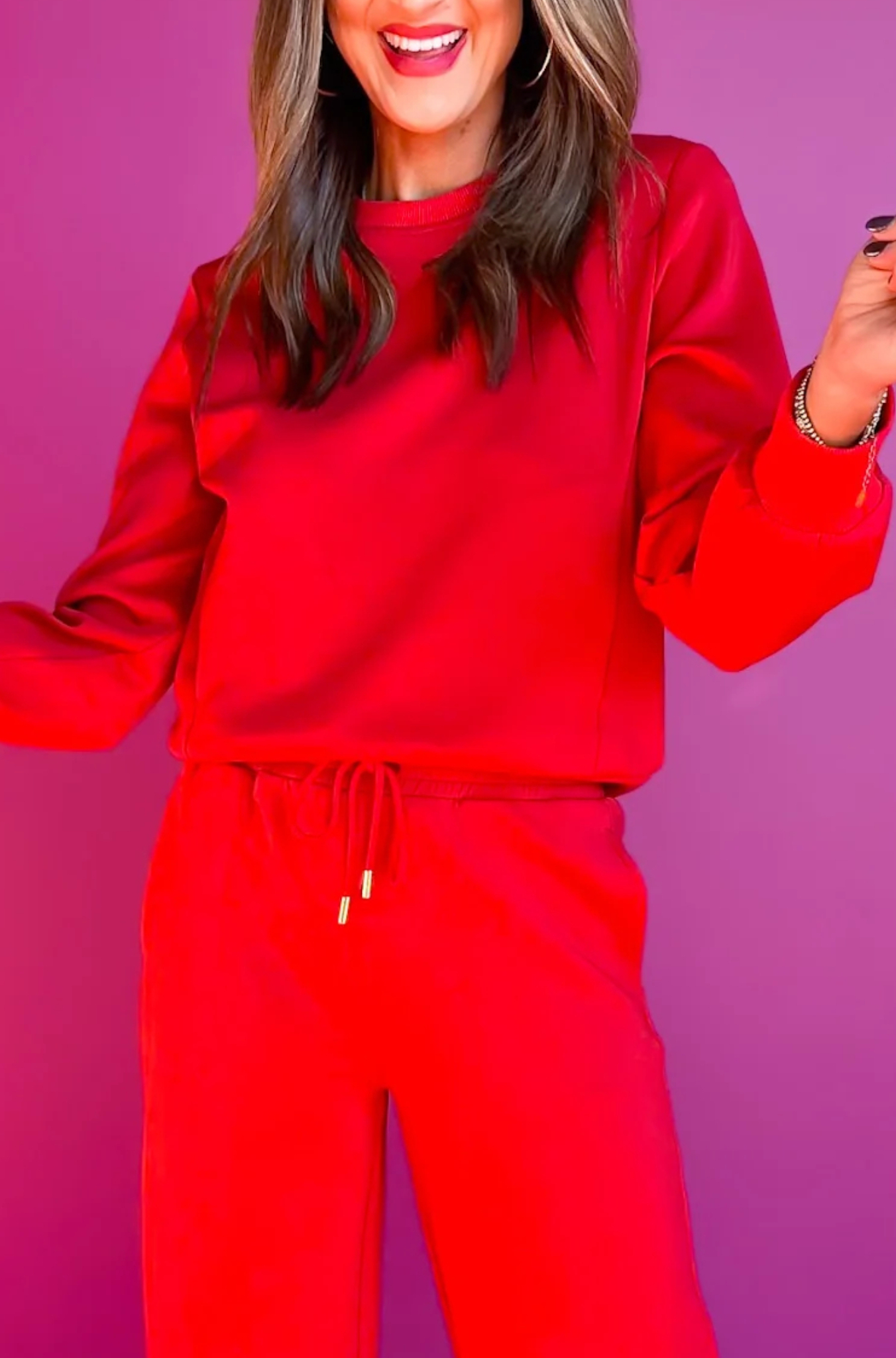 Red casual diving sweatshirt set