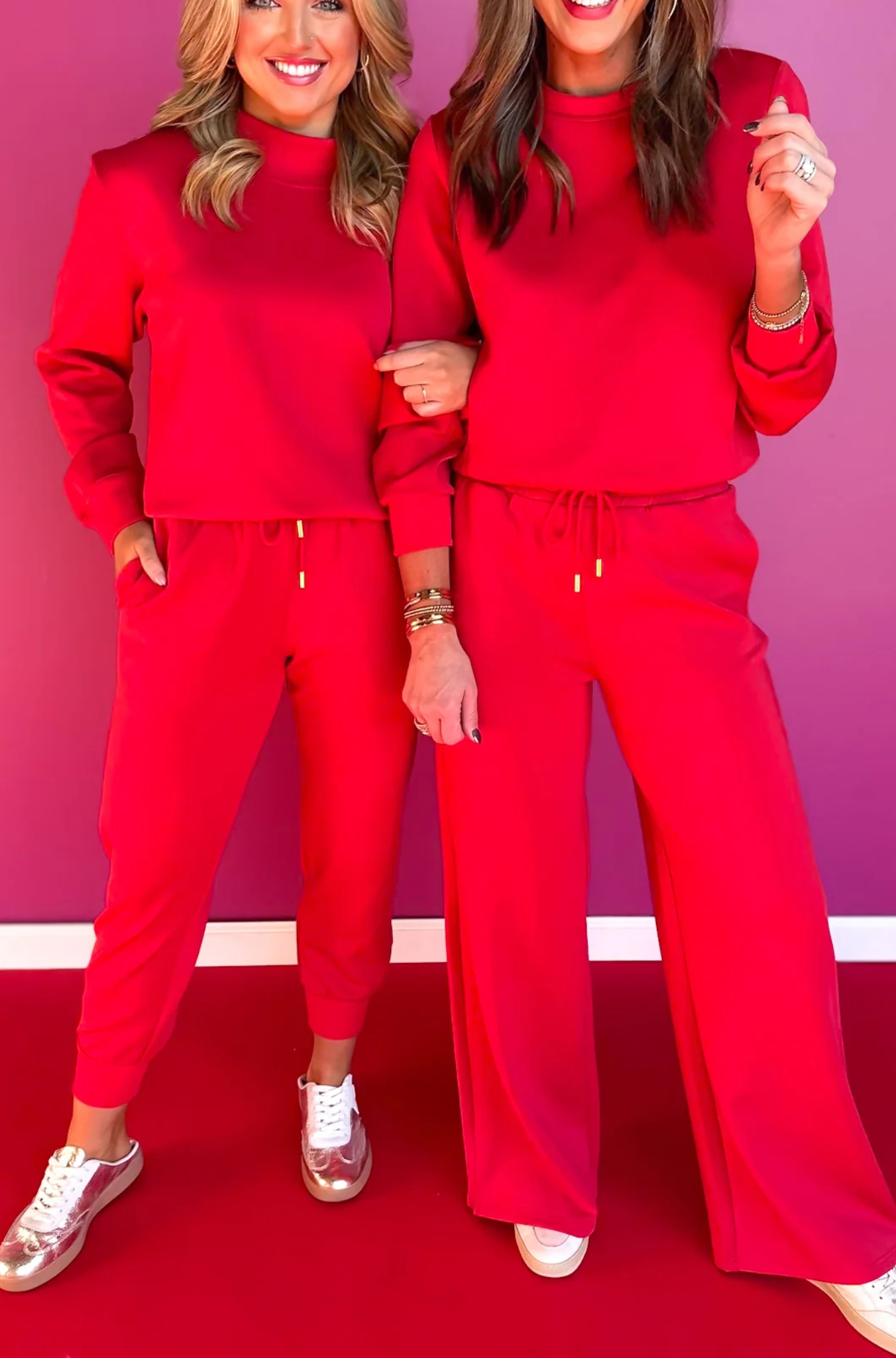 Red casual diving sweatshirt set