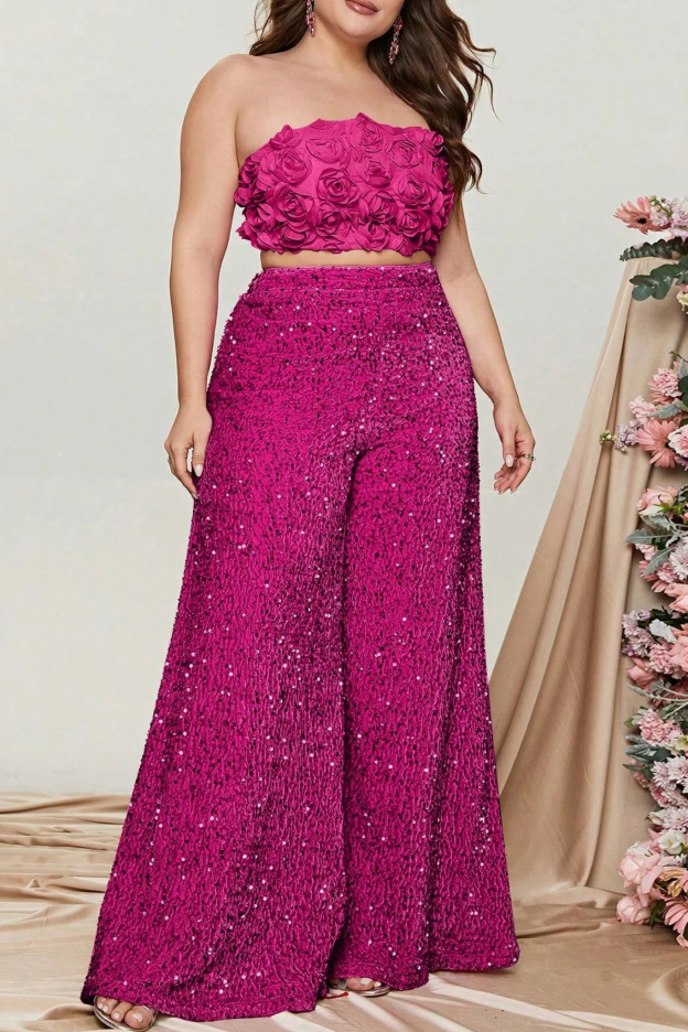 Sequined wide-leg pants