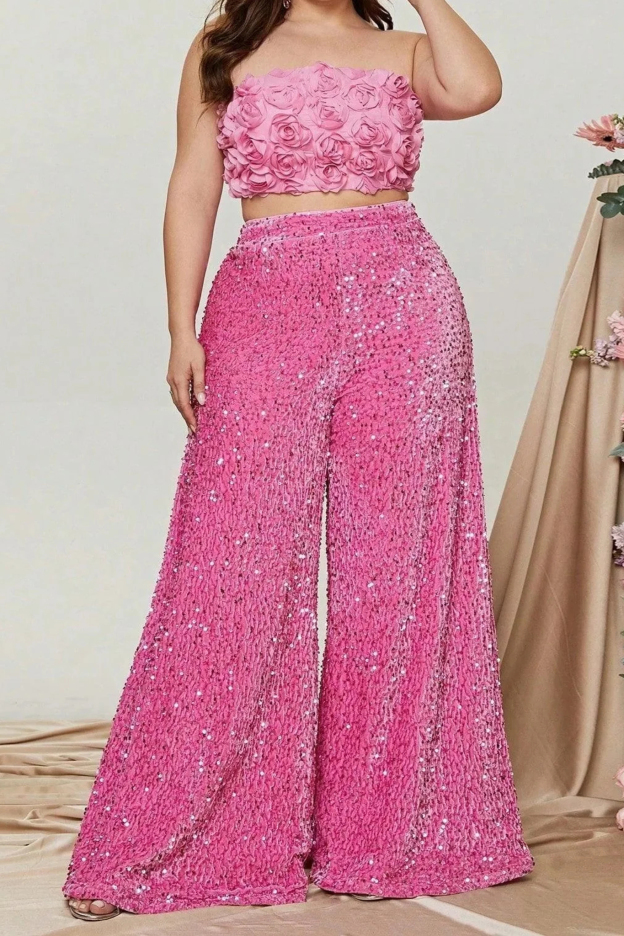 Sequined wide-leg pants