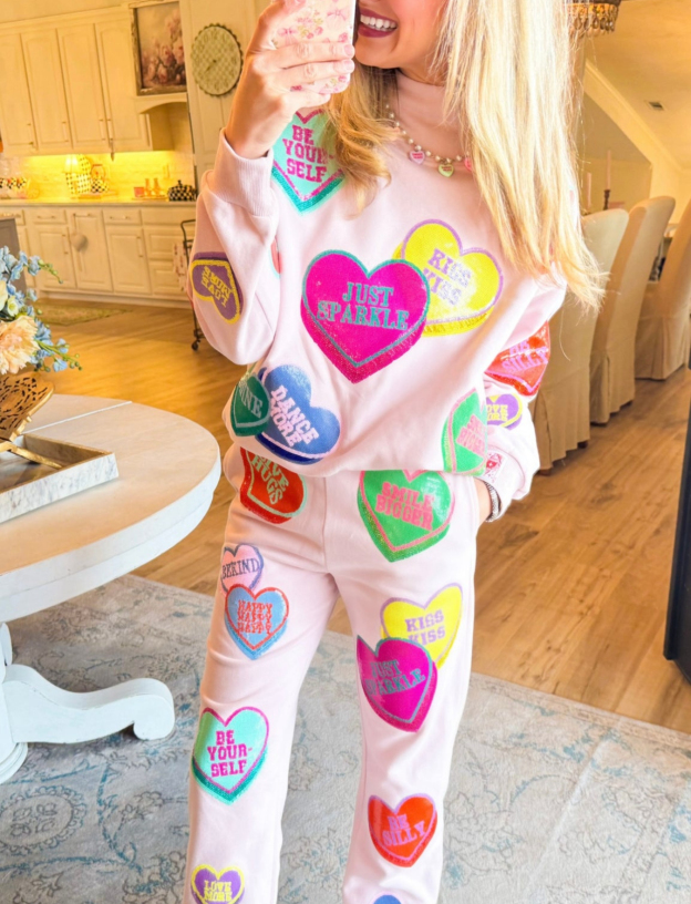 Queen of Sparkle Candy Heart Sweatpants