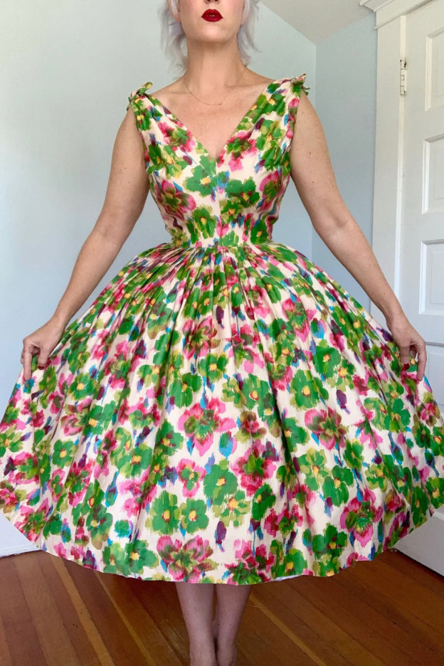 Vintage 1950s Floral Sundress Gorgeous Dress
