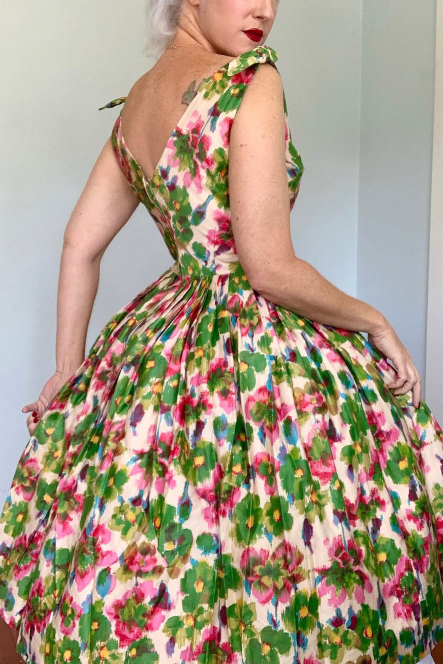 Vintage 1950s Floral Sundress Gorgeous Dress