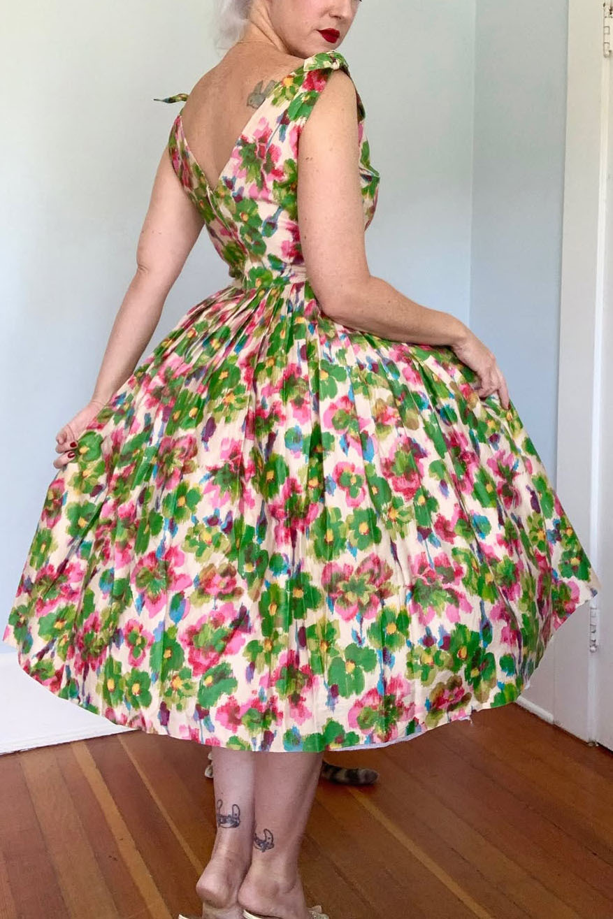 Vintage 1950s Floral Sundress Gorgeous Dress