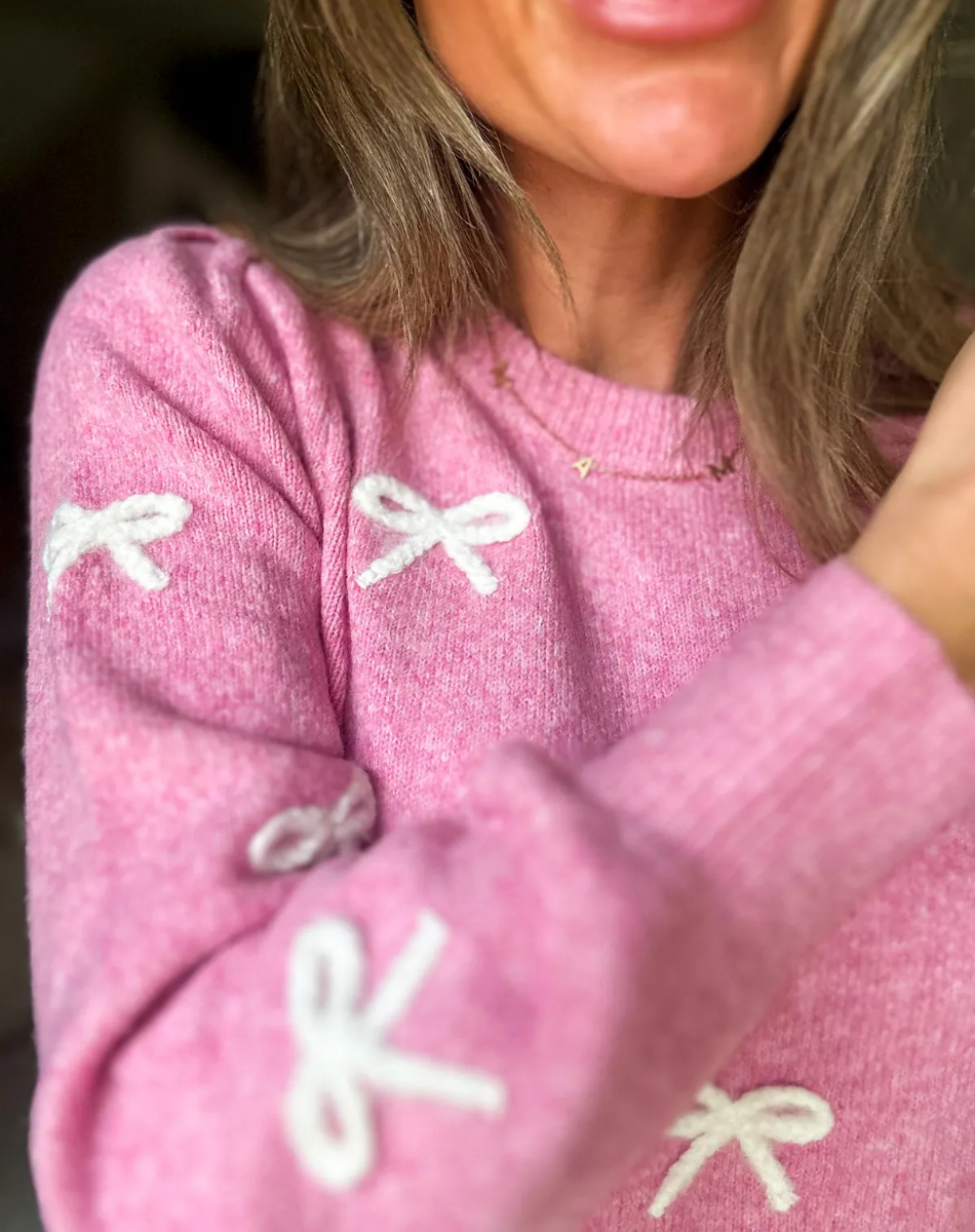 Pink Bow Tie Sweater