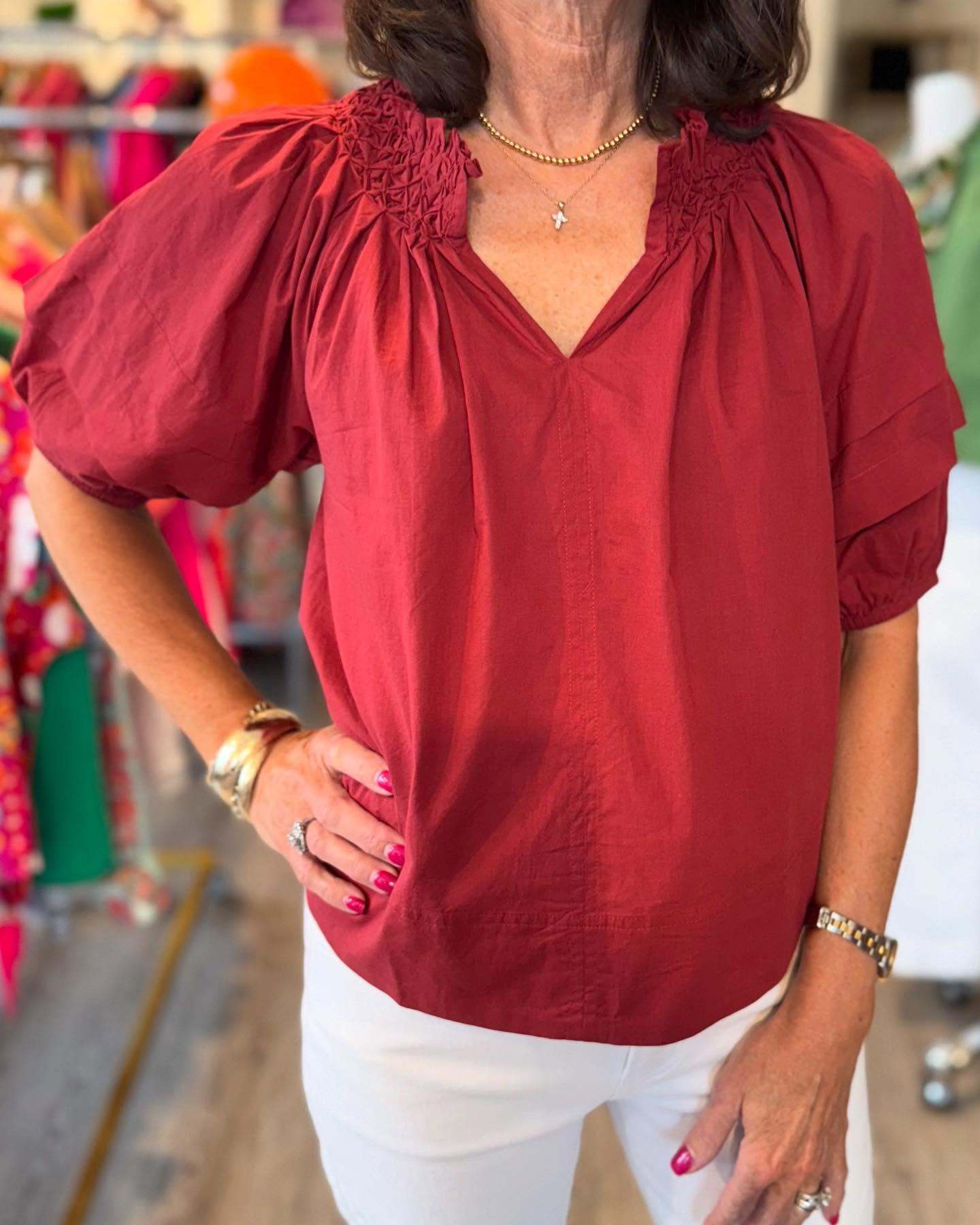 V-Neck Puff Sleeve Tops