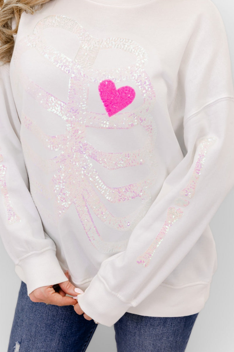 Skeleton Sequin Embellished Sweatshirt