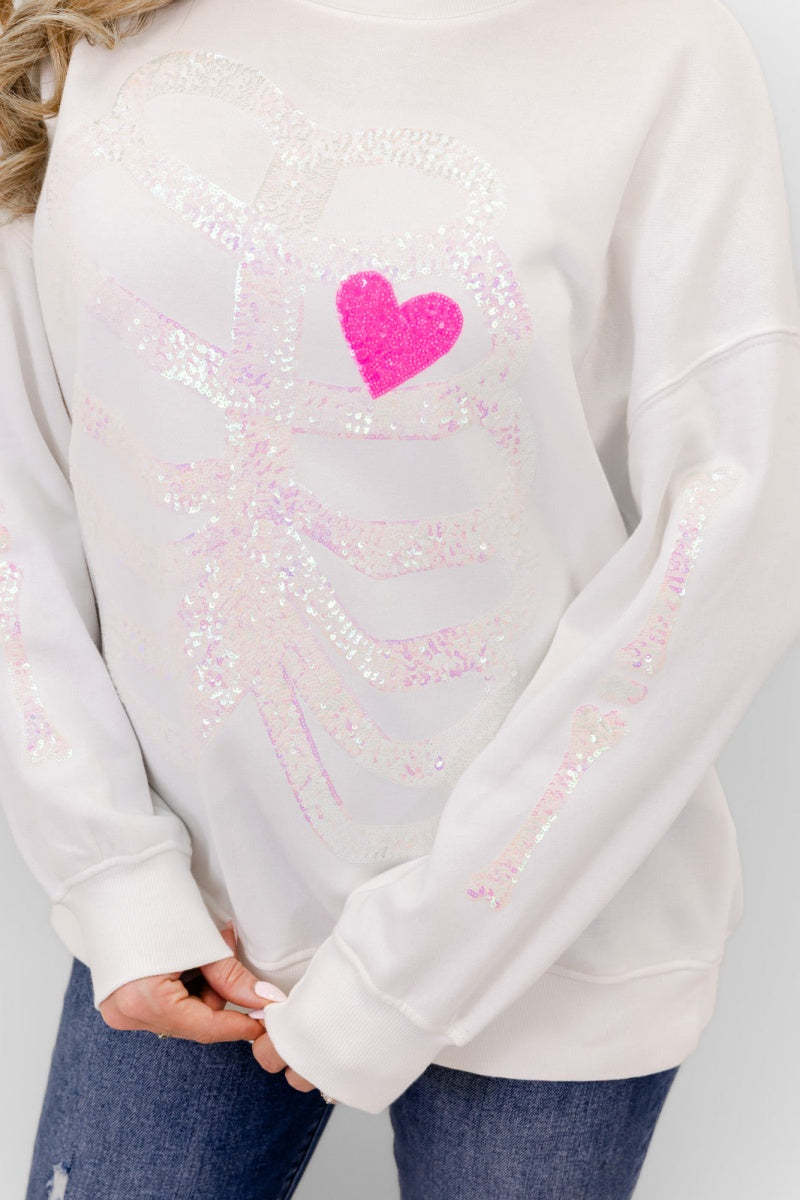 Skeleton Sequin Embellished Sweatshirt