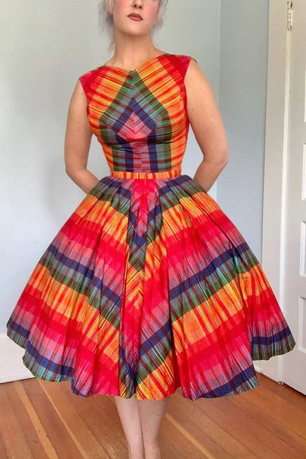 Vintage 1950s Rainbow Dress