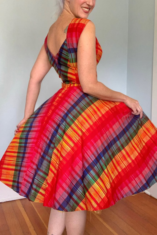 Vintage 1950s Rainbow Dress