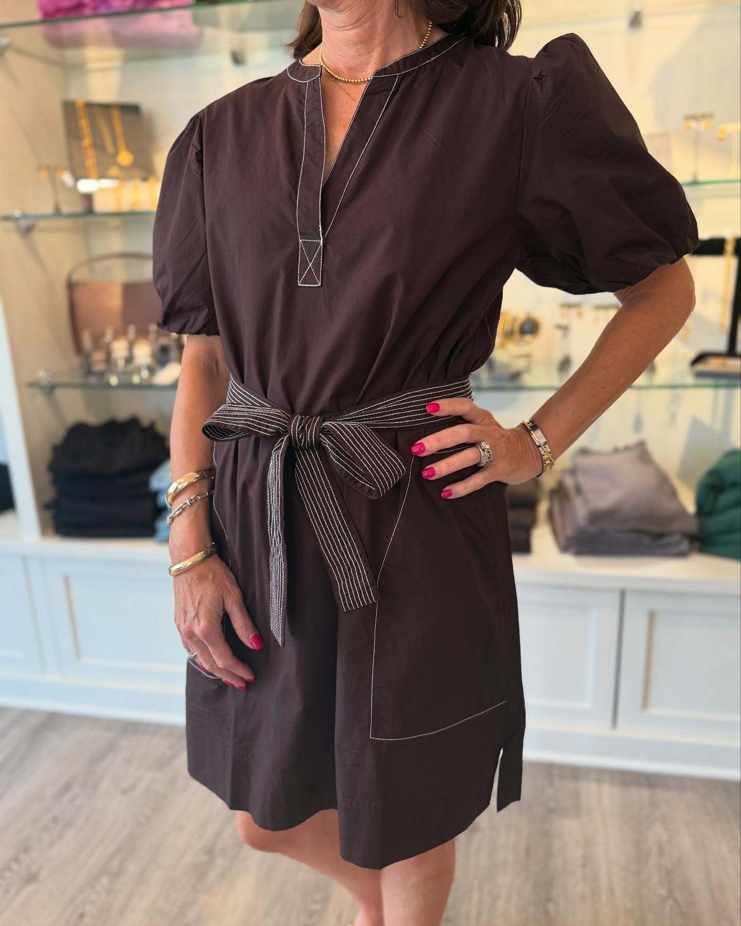 V-Neck Belt Pockets Dress
