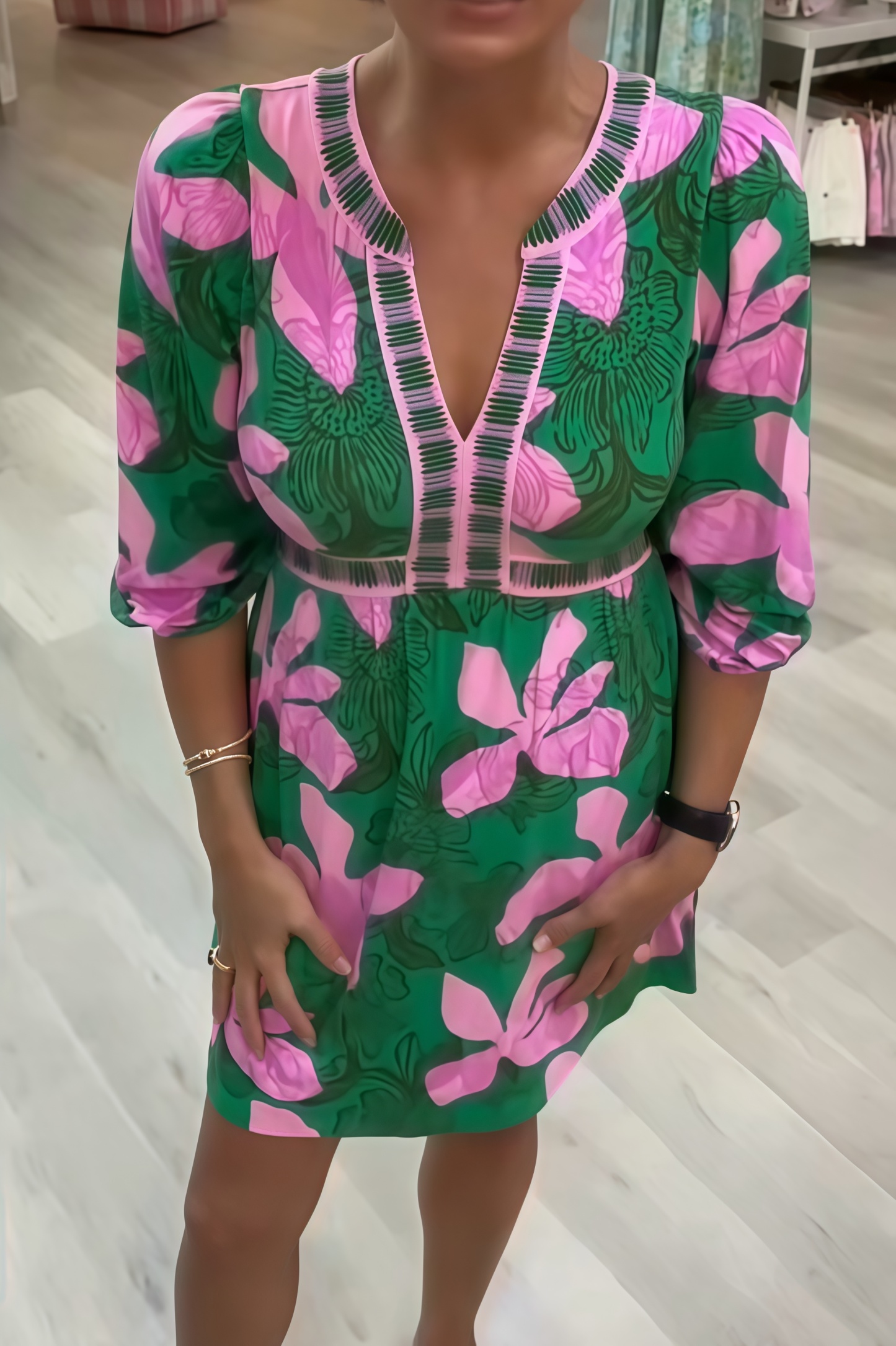 Green Sunset Shadows Dress Skirted Romper