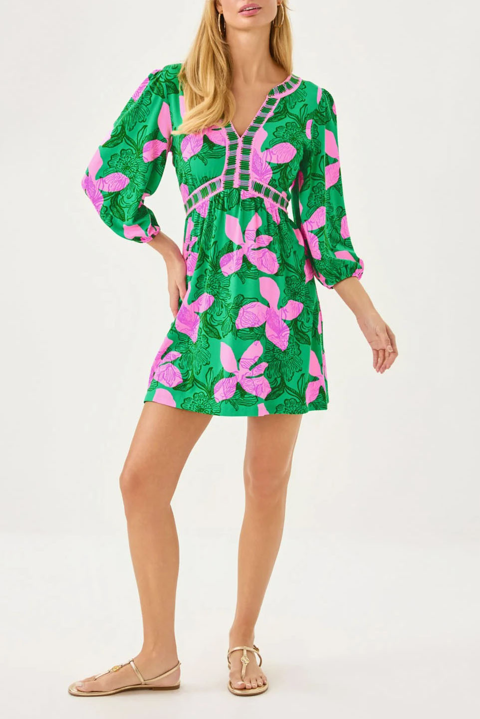 Green Sunset Shadows Dress Skirted Romper