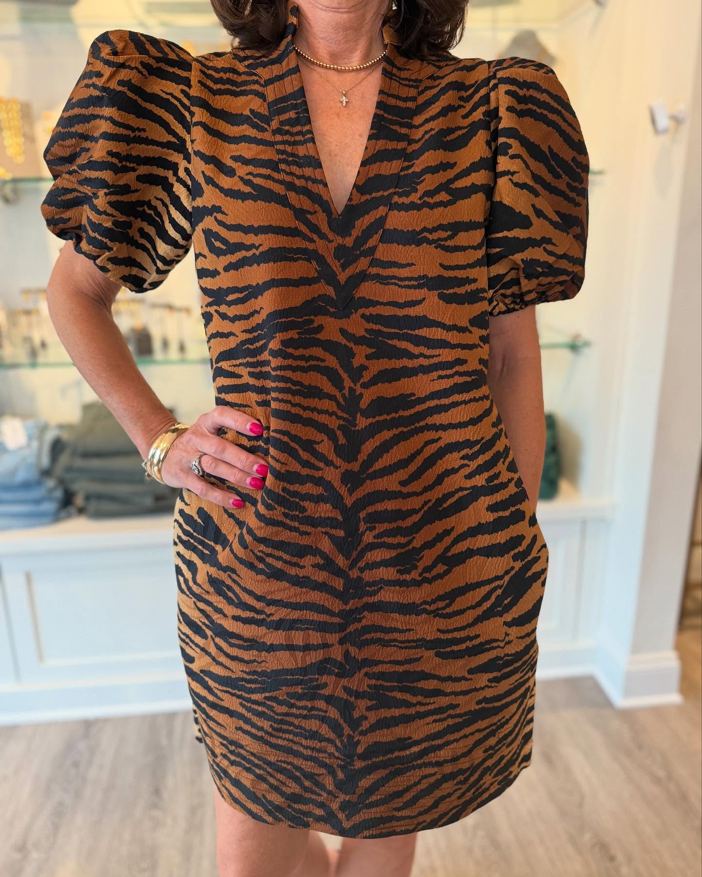 Tiger Jacquard Mini Dress