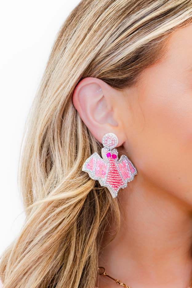 Bat Seed Bead And Sequin Earrings