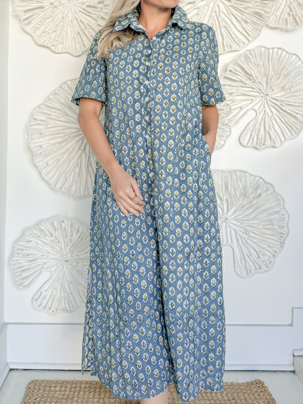 The Meredith Block Print Maxi Dress