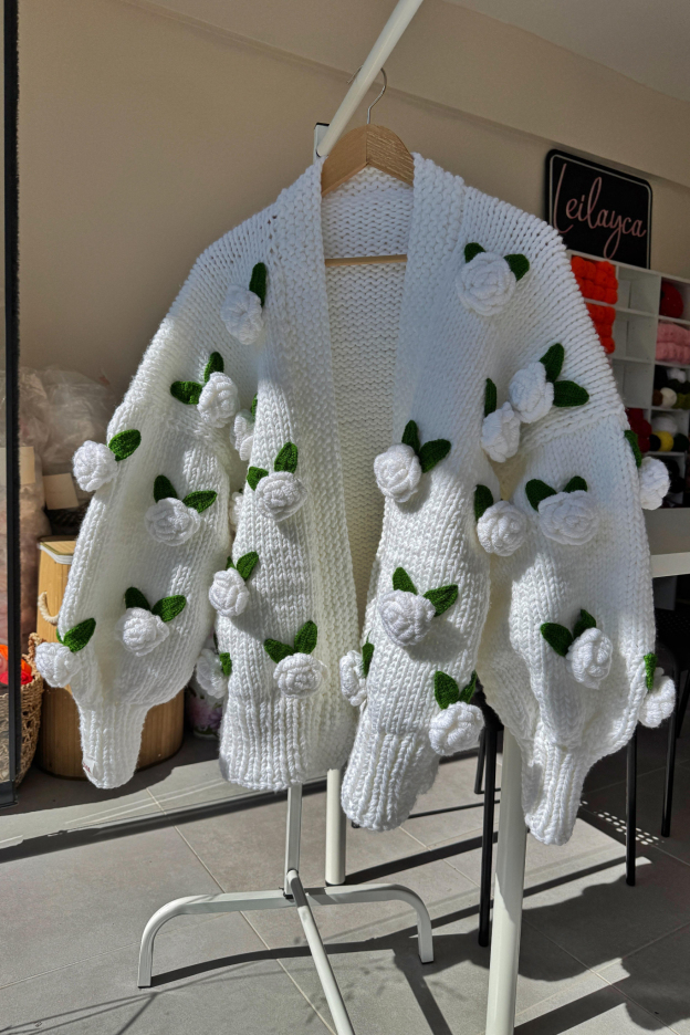 White rose cardigan