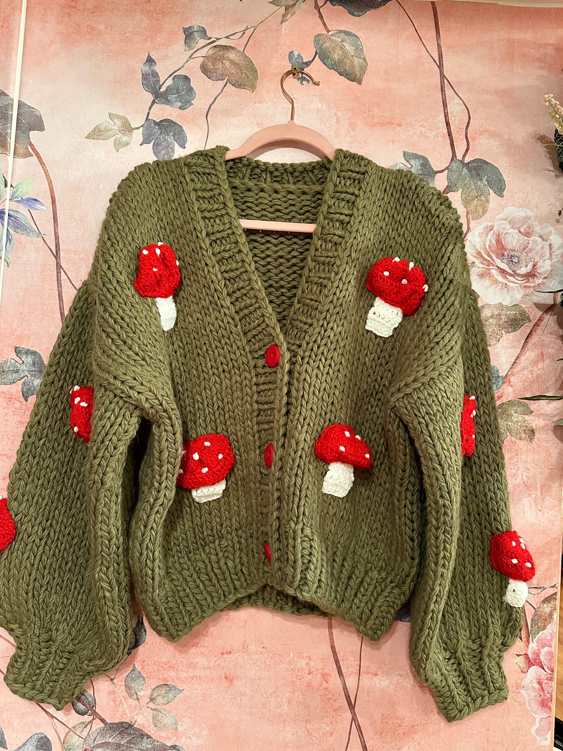 mushroom knit cardigan