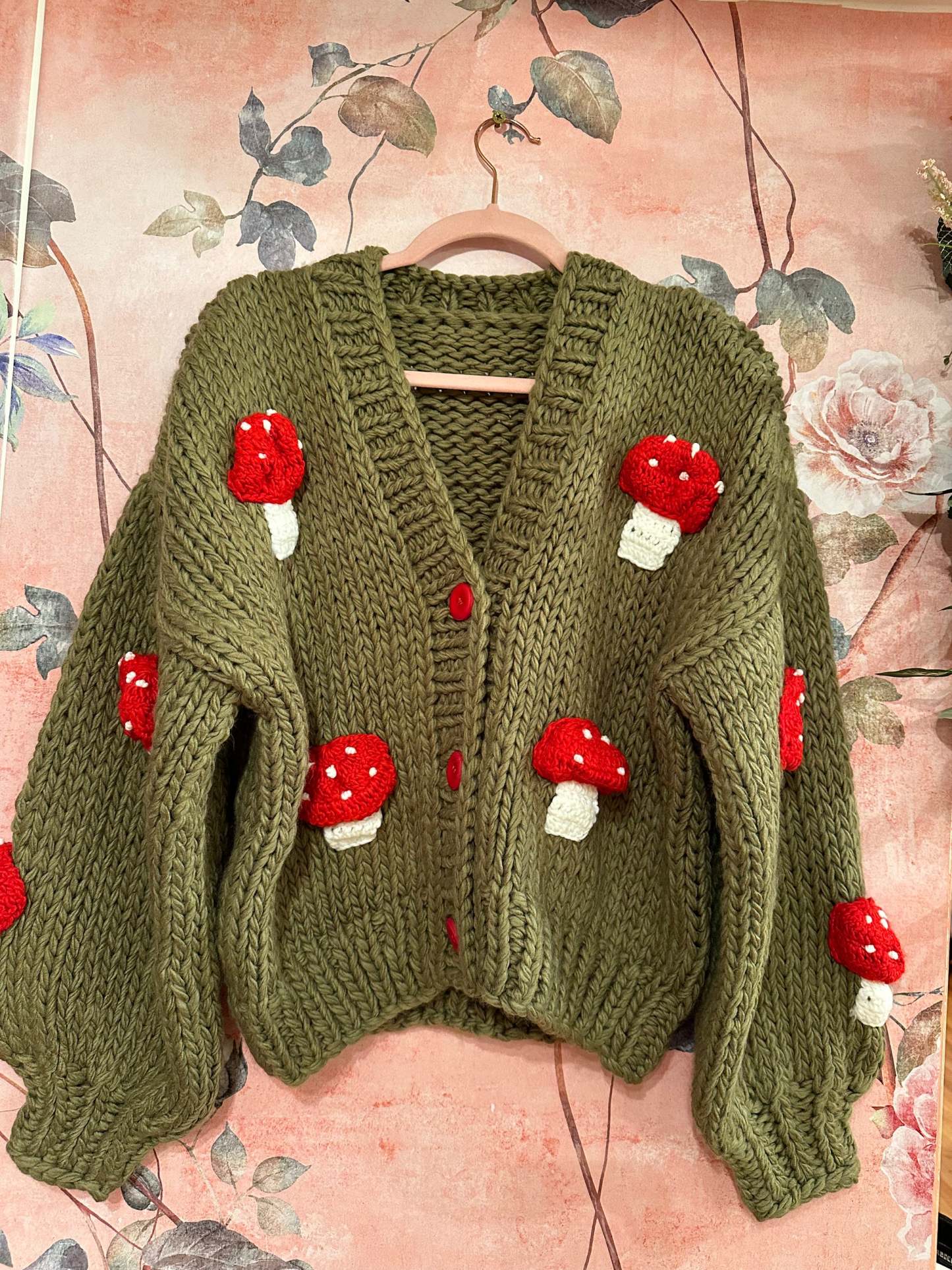 mushroom knit cardigan