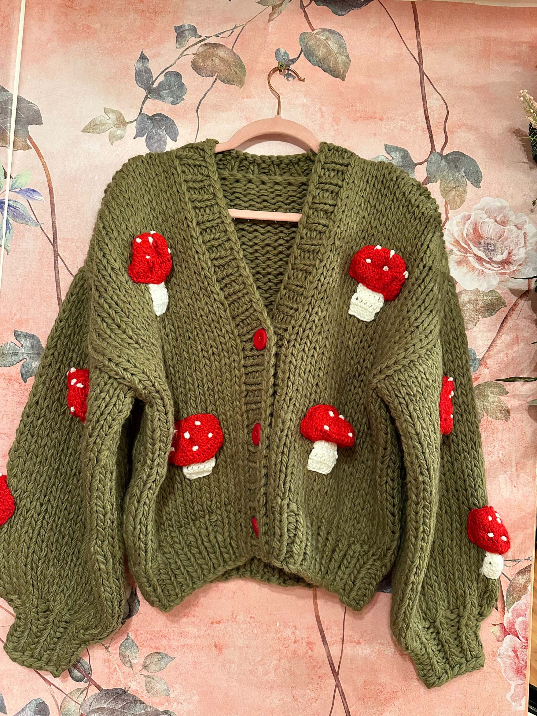 mushroom knit cardigan