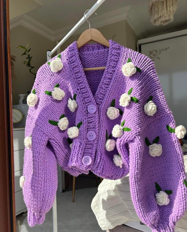 Lilac Ecru Cardigan