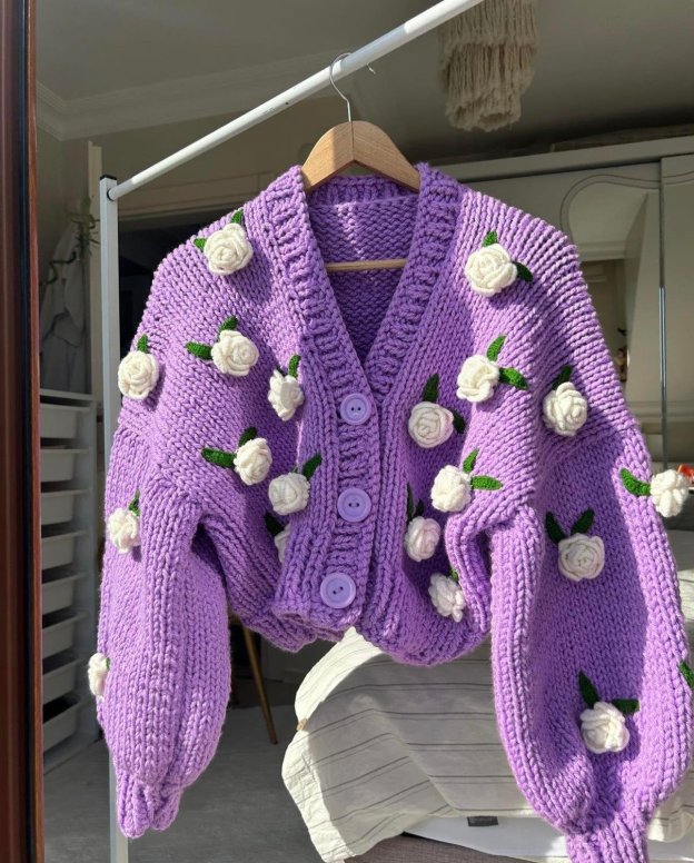 Lilac Ecru Cardigan