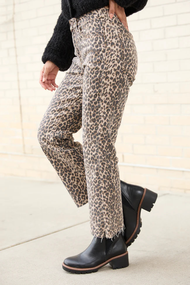 Melody Leopard Print Cropped Flare Jeans