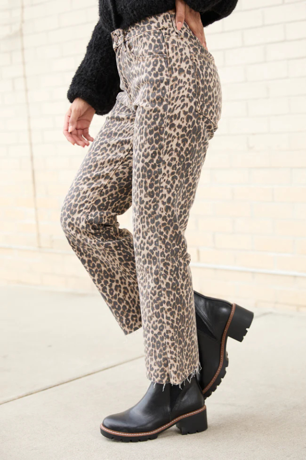 Melody Leopard Print Cropped Flare Jeans