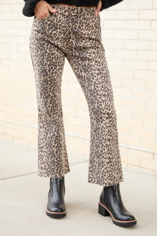 Melody Leopard Print Cropped Flare Jeans