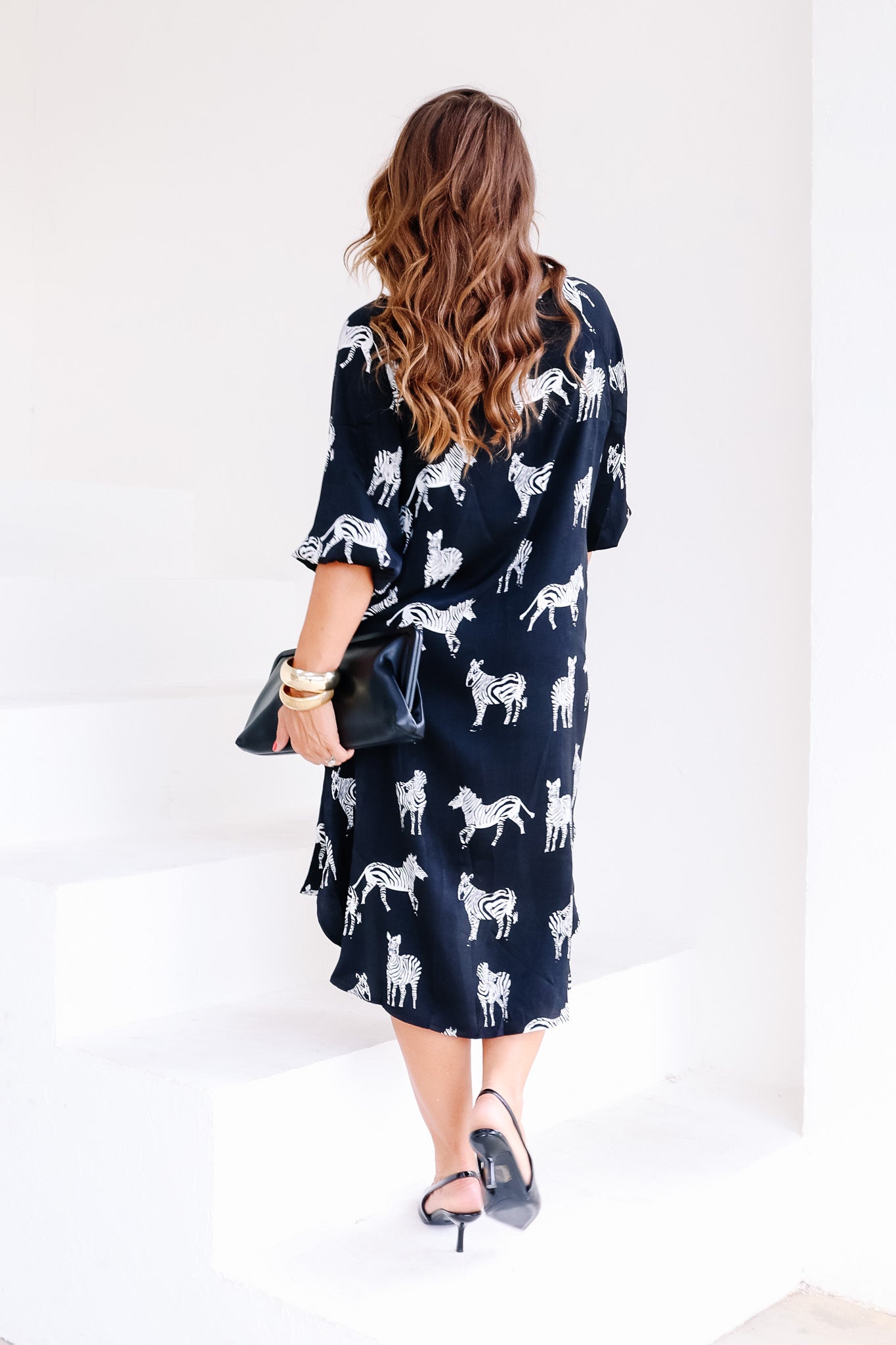 Bring The Bold Short Sleeve Satin Zebra Midi Dress