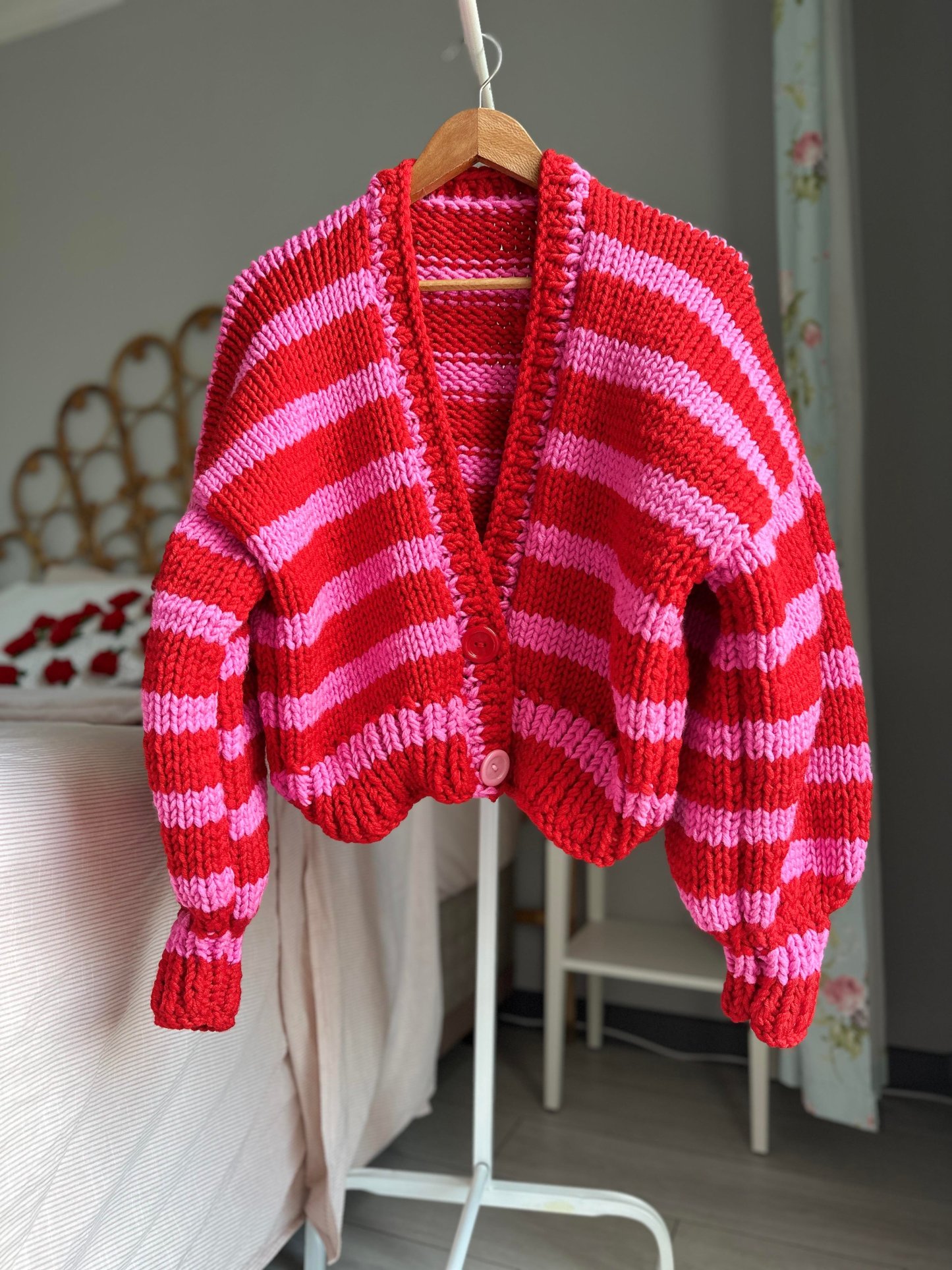 Striped Cardigan & Beanie