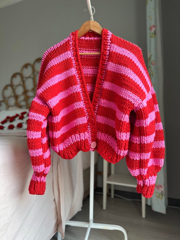 Striped Cardigan & Beanie