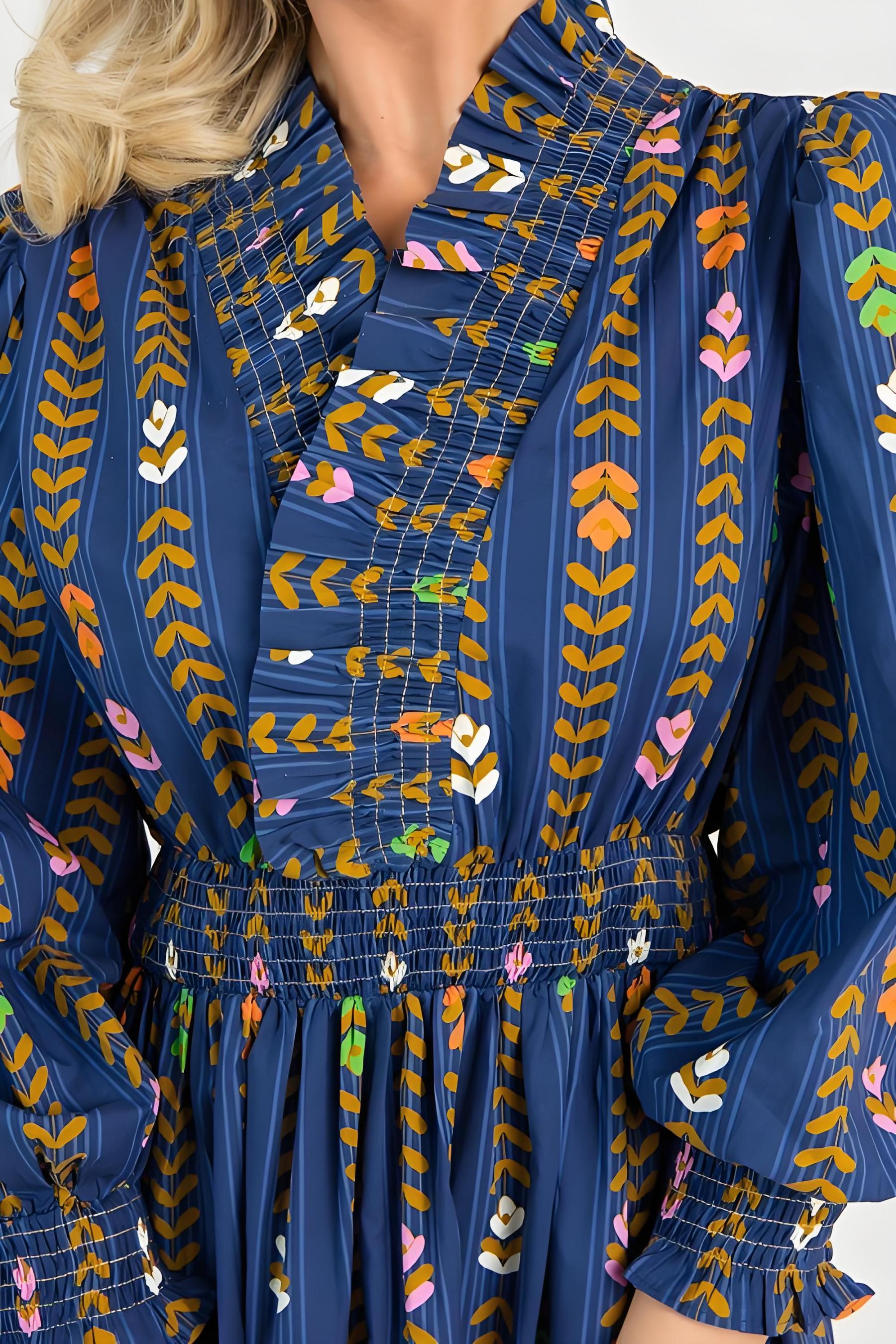 Linear Bloom Midnight Maxi Dress