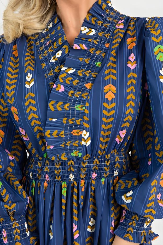 Linear Bloom Midnight Maxi Dress