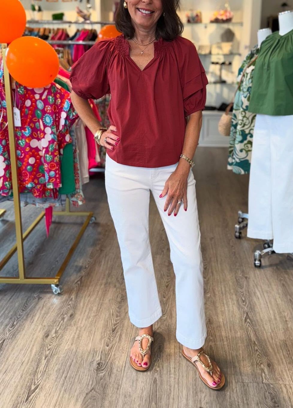 V-Neck Puff Sleeve Tops