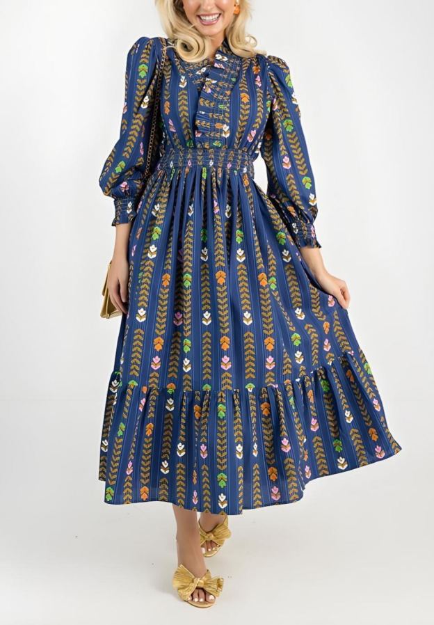 Linear Bloom Midnight Maxi Dress