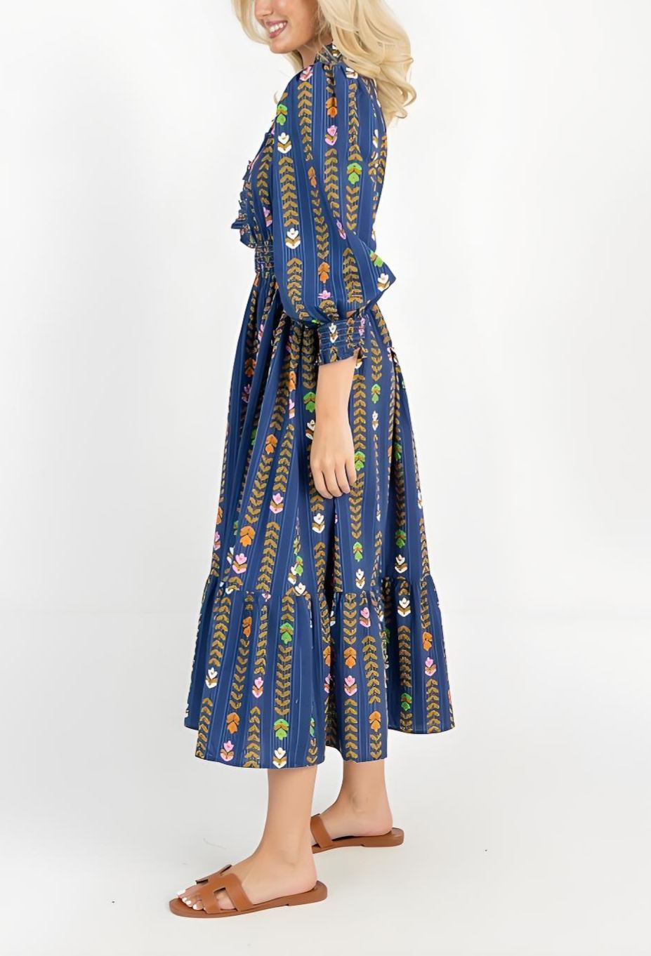 Linear Bloom Midnight Maxi Dress