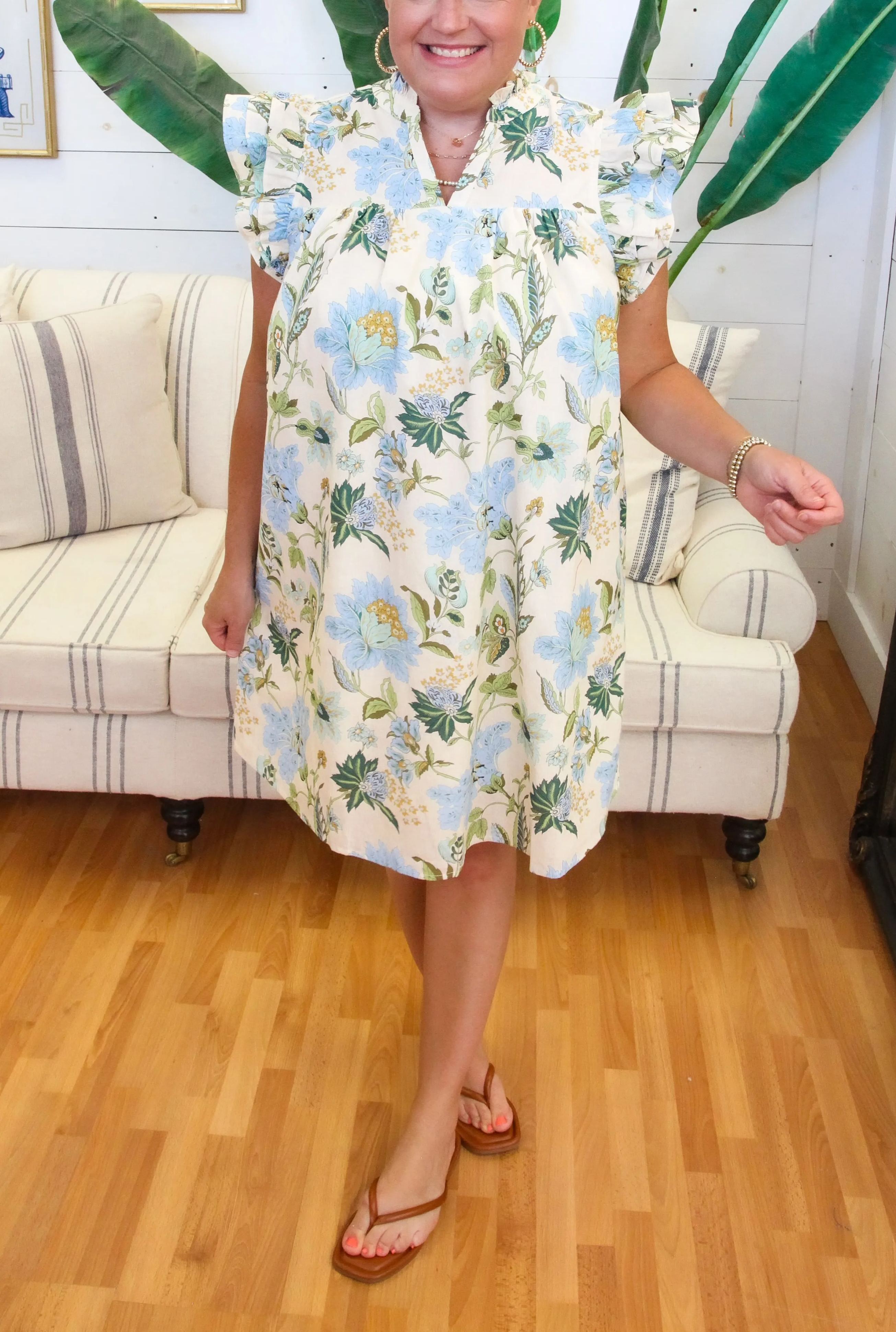 Casual Flutter Sleeve Floral Dress