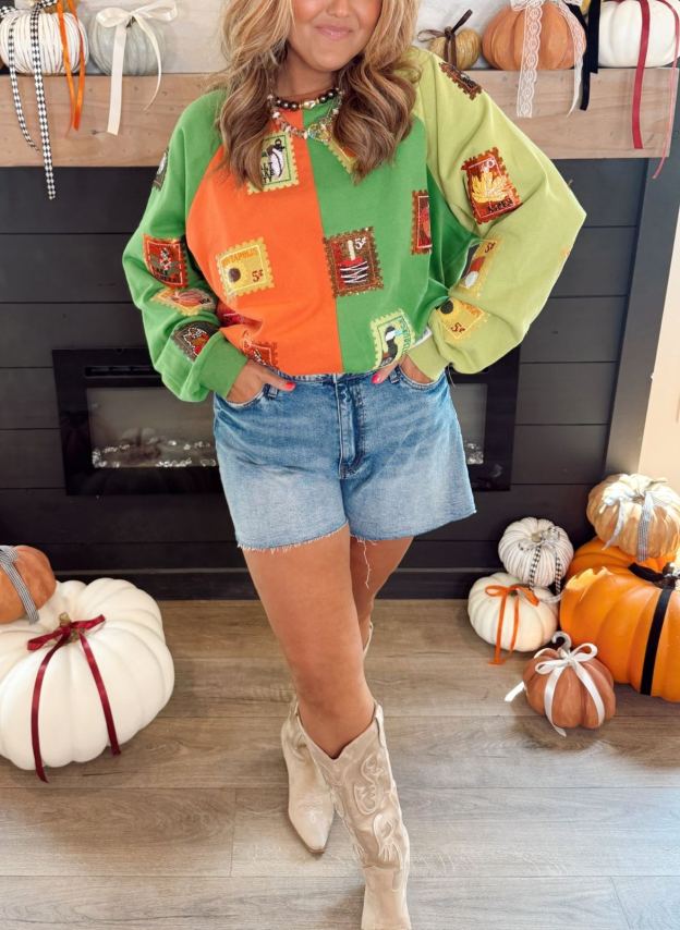 Colorblock Fall Stamp Sweatshirt