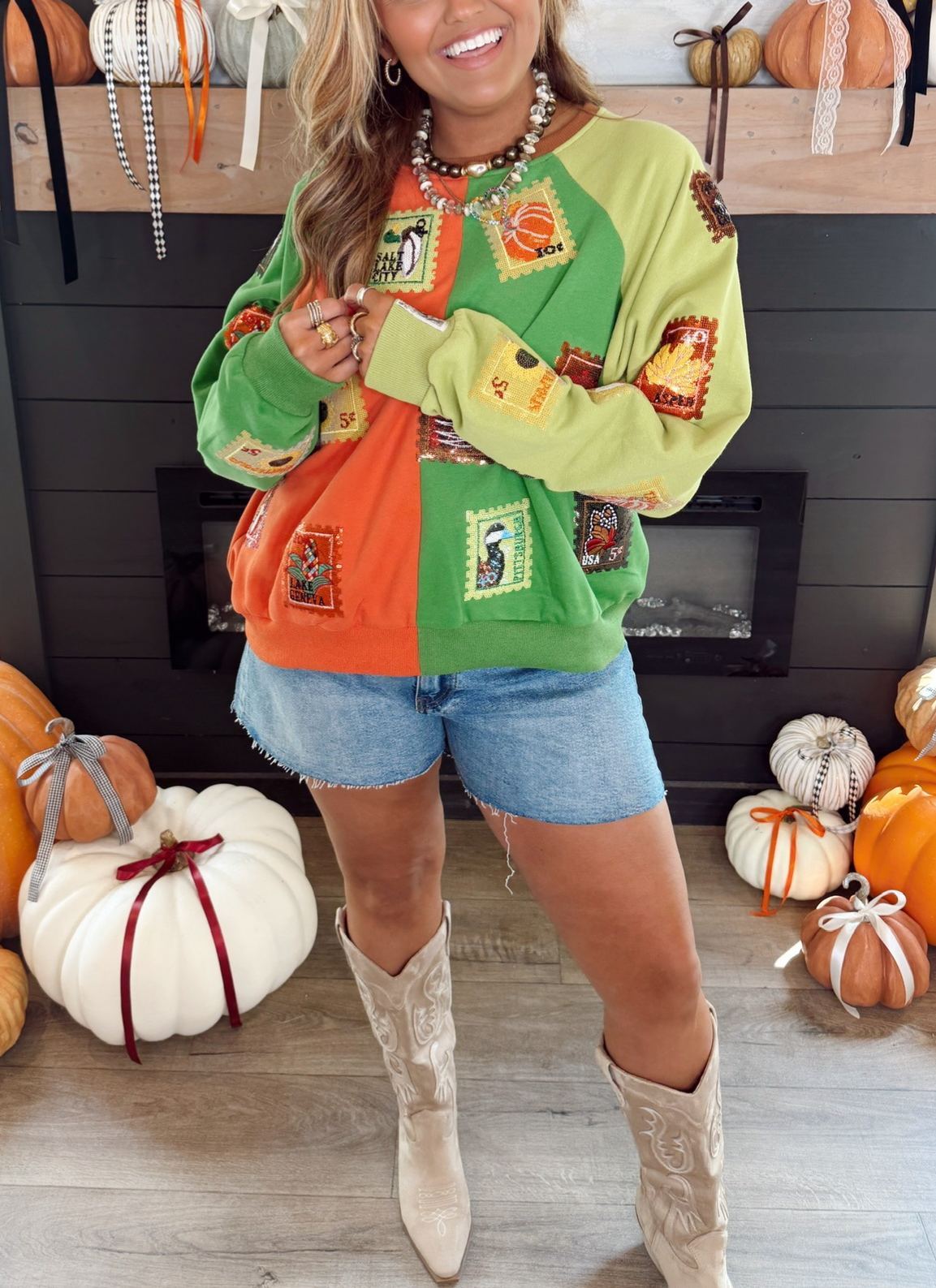 Colorblock Fall Stamp Sweatshirt