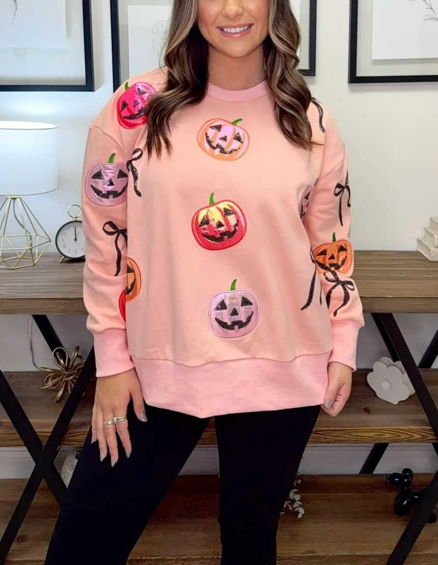 Pumpkin Sequin Sweatshirt