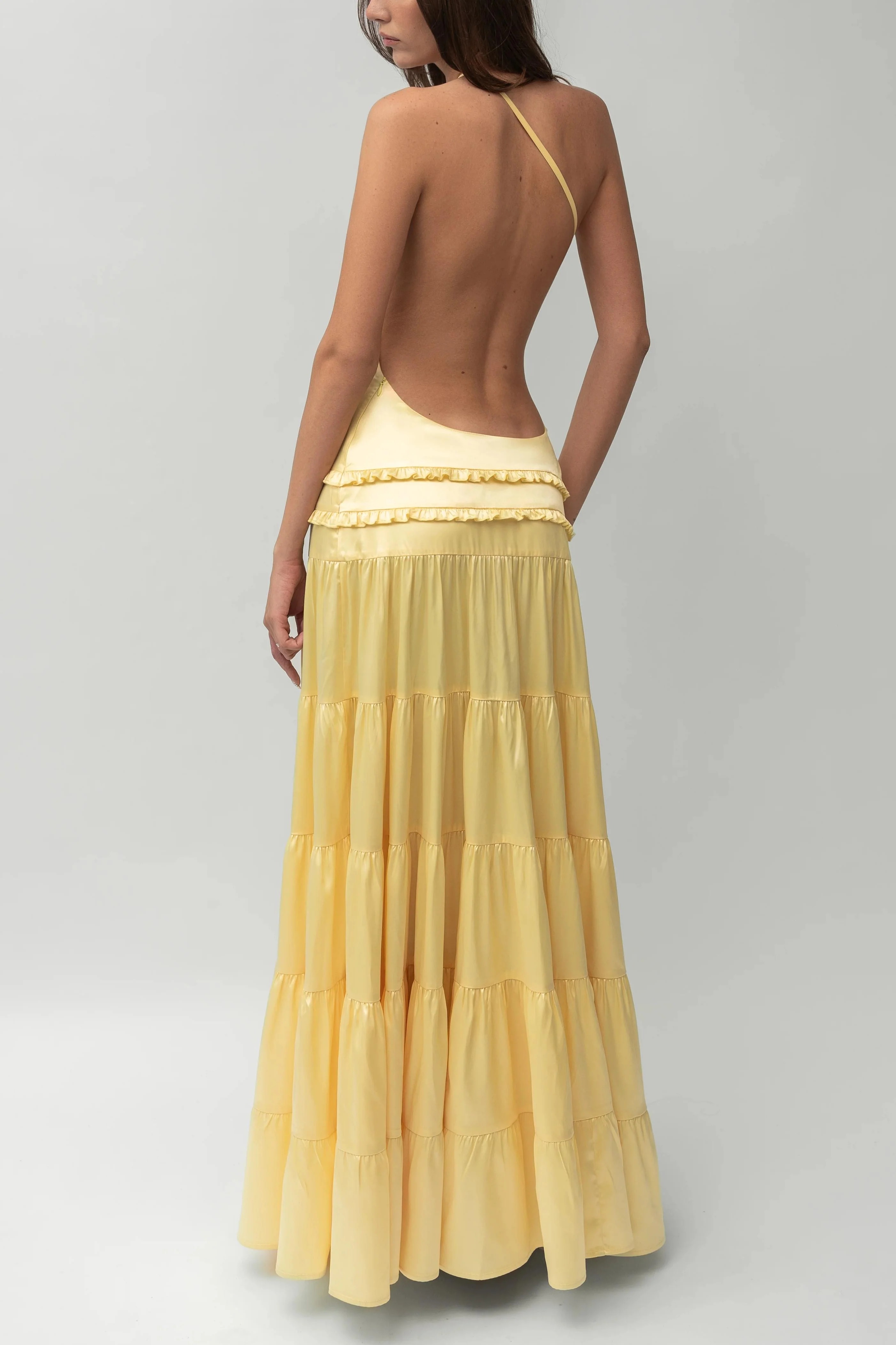 Backless Pleated Maxi Dress