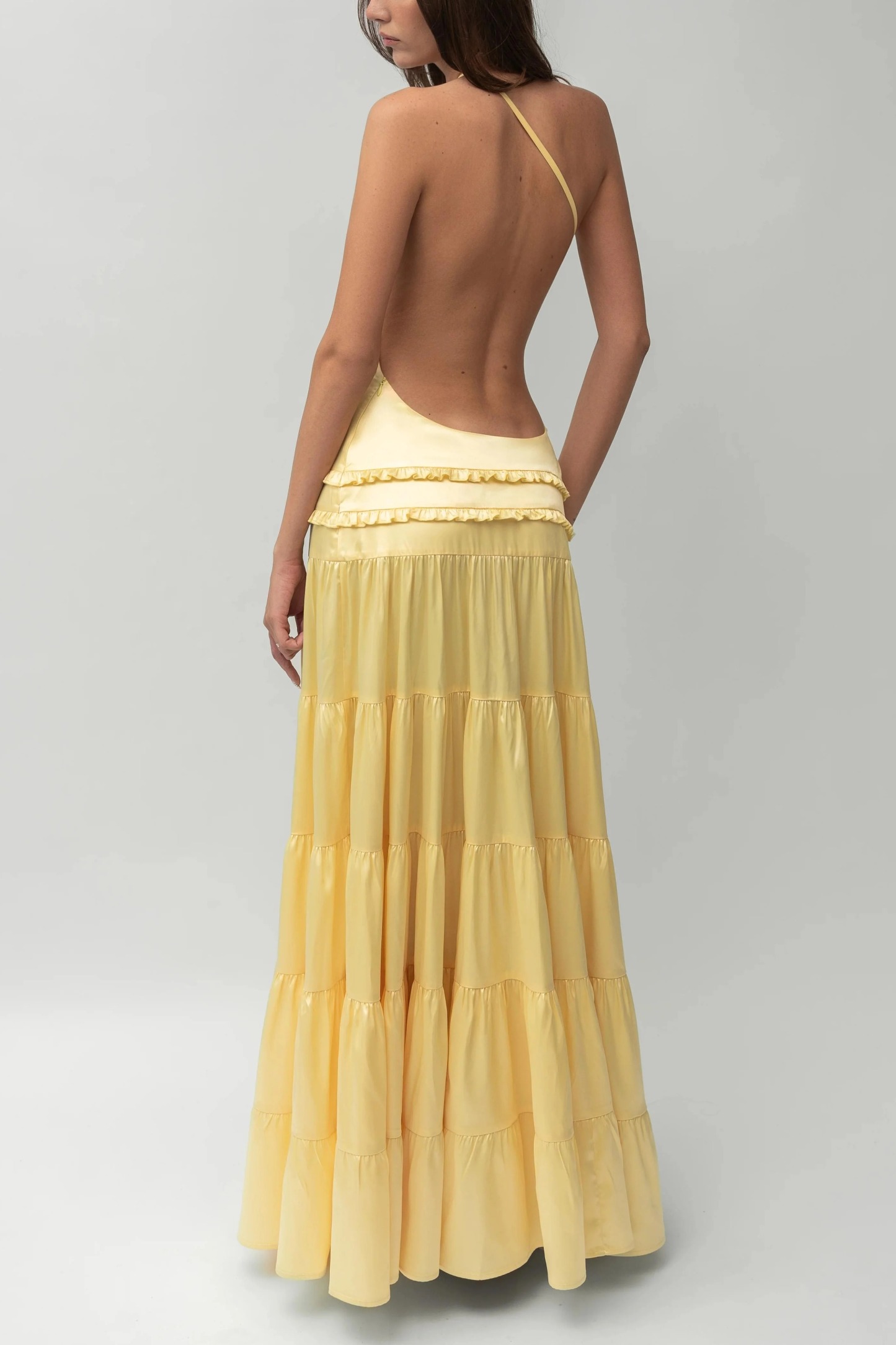 Backless Pleated Maxi Dress