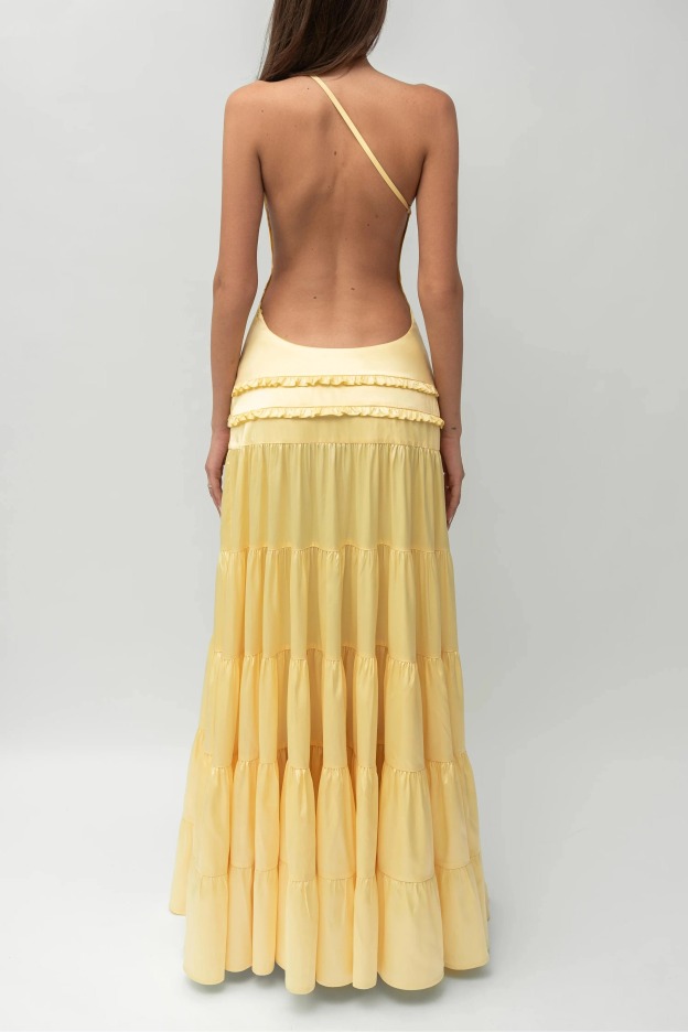 Backless Pleated Maxi Dress