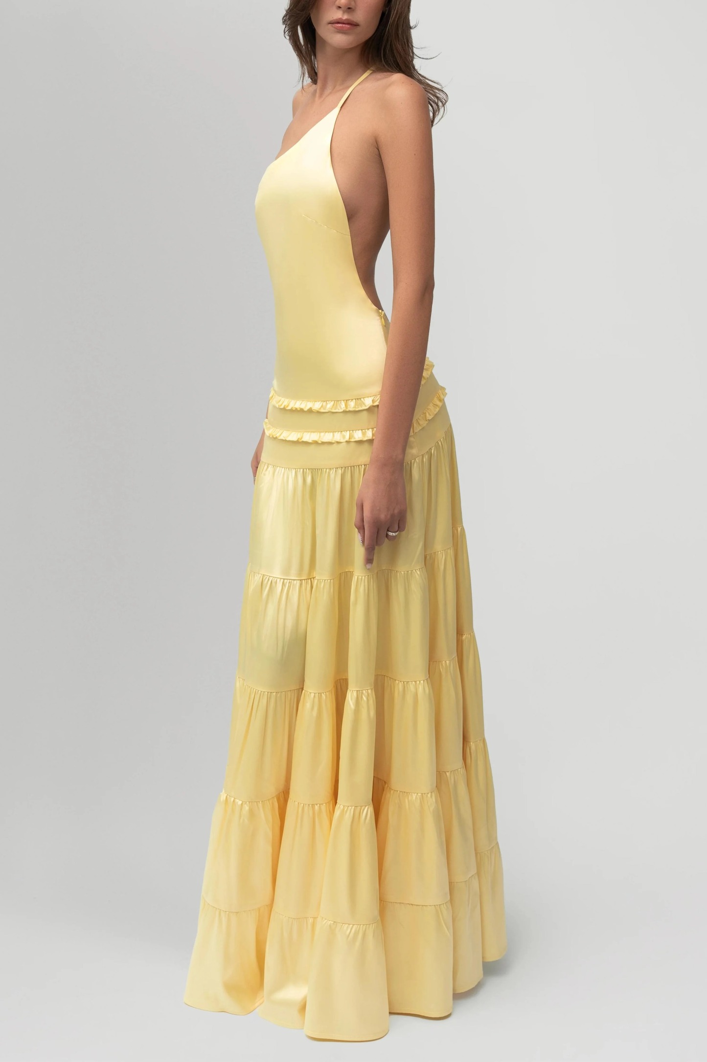 Backless Pleated Maxi Dress